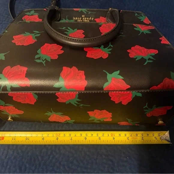 Kate Spade Black Satchel with Red Floral Design - Picture 2 of 6